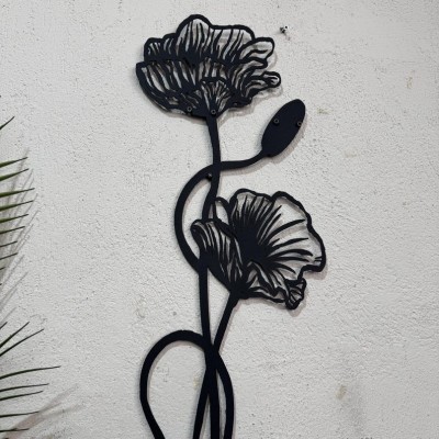 Gelincik Çiçeği Figürlü Metal Duvar Dekoru
