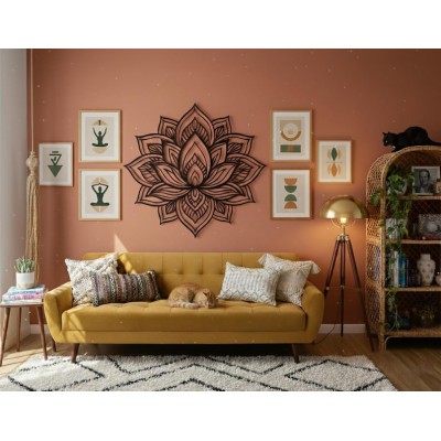 Modern Lotus Çiçeği Metal Duvar Dekoru