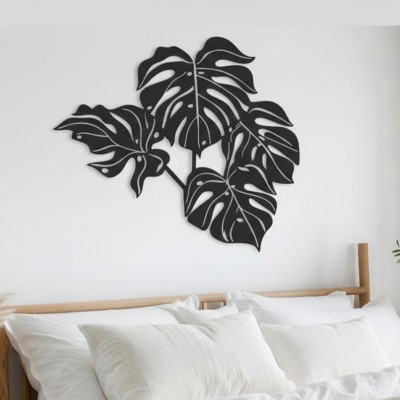 Tropikal Monstera Metal Duvar Tablosu