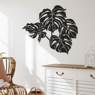 Tropikal Monstera Metal Duvar Tablosu
