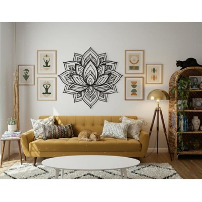 Modern Lotus Çiçeği Metal Duvar Dekoru
