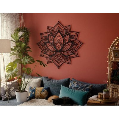 Modern Lotus Çiçeği Metal Duvar Dekoru
