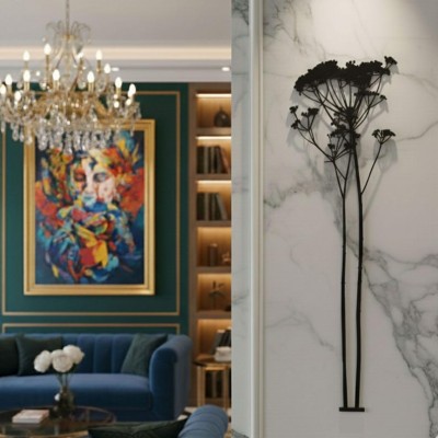 Zarif Bitki Silüeti Metal Duvar Tablosu