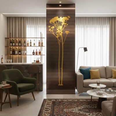 Zarif Bitki Silüeti Metal Duvar Tablosu