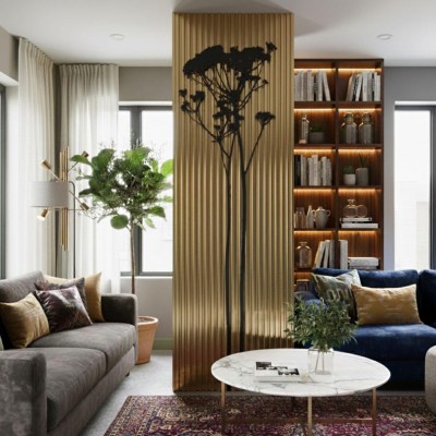 Zarif Bitki Silüeti Metal Duvar Tablosu