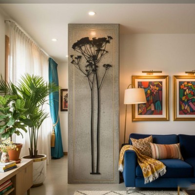 Zarif Bitki Silüeti Metal Duvar Tablosu