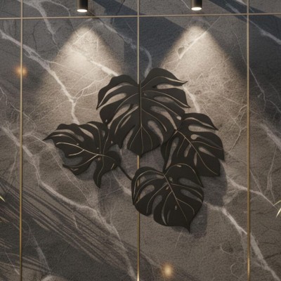 Tropikal Monstera Metal Duvar Tablosu