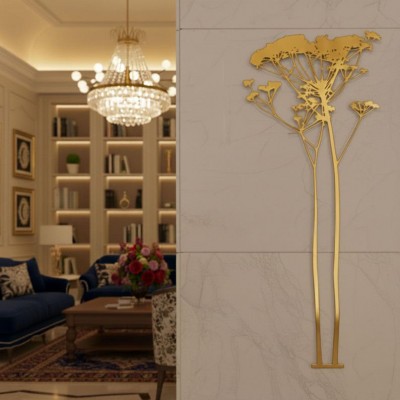 Zarif Bitki Silüeti Metal Duvar Tablosu