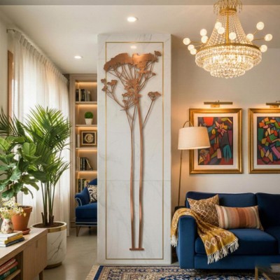 Zarif Bitki Silüeti Metal Duvar Tablosu