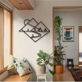 Modern Metal Duvar Dekoru, Ev Girişi Metal Duvar Sanatı, Eşsiz Doğum Günü Hediyesi, Sevgililer Günü Hediyesi, Geometrik Dağ Metal Duvar Sanatı