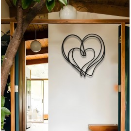 Soyut Metal Kalp Duvar Sanatı, Modern Siyah Tel Duvar Heykeli, Oturma Odası veya Yatak Odası İçin Minimalist Duvar Dekoru, Onun İçin Eşsiz Hediye