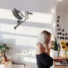 Geometrik Kuş Duvar Sanatı, Siyah Metal Leylek Heykeli, Oturma Odası veya Bebek Odası İçin Modern Duvar Dekoru, Minimalist Duvar Panosu, Eşsiz Hediye