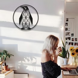 Geometrik Penguen Duvar Sanatı, Metal Hayvan Dekoru, Minimalist Duvar Panosu, Onun veya Onun İçin Modern Sanat Hediyesi, Nordik Ev Dekoru