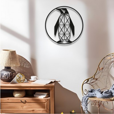 Geometrik Penguen Duvar Sanatı, Metal Hayvan Dekoru, Minimalist Duvar Panosu, Onun veya Onun İçin Modern Sanat Hediyesi, Nordik Ev Dekoru