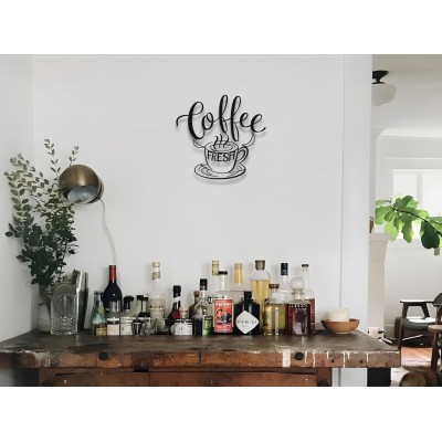 Kahve Temalı Metal Duvar Dekoru, Siyah Kahve Barı Dekorasyonu, Mutfak Kahve Yazısı, Rustik Tarz Kahve Dükkanı Panosu, Modern Kafe Dekoru