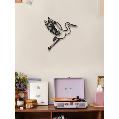 Geometrik Kuş Duvar Sanatı, Siyah Metal Leylek Heykeli, Oturma Odası veya Bebek Odası İçin Modern Duvar Dekoru, Minimalist Duvar Panosu, Eşsiz Hediye