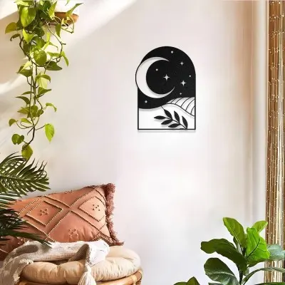 Bohem Ay ve Gece Manzarası Metal Duvar Dekoru Bohem Ay ve Gece Manzarası Metal Duvar Dekoru