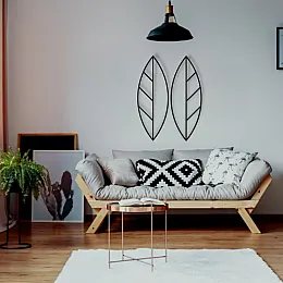 2 Set Yaprak Duvar Oda Ev Aksesuarı Dekoratif Metal Tablo 