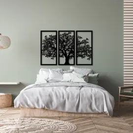 3 Set Hayat Ağacı Duvar Oda Ev Aksesuarı Dekoratif Metal Tablo 