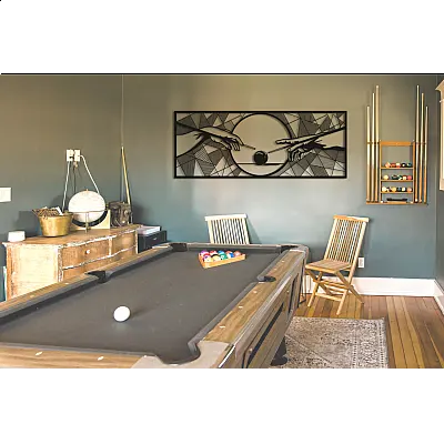 Ademin Yaratılışı ve Bilardo Duvar Oda Ev Aksesuarı Metal Tablo 
