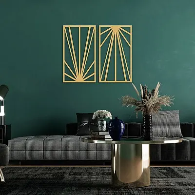 Art Deco 2'li Set Duvar Oda Ev Aksesuarı Metal Tablo,Duvar Süsü Ve Duvar Aksesuarı 