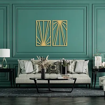Art Deco 2'li Set Duvar Oda Ev Aksesuarı Metal Tablo,Duvar Süsü Ve Duvar Aksesuarı 