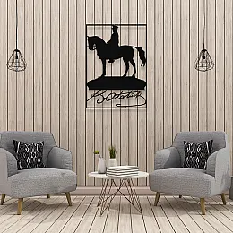 NEW JARGON At Üstünde Mustafa Kemal Atatürk Ve K.Atatürk İmzası Metal Dekoratif İç Mekan İçin Metal Tablo 50x36 cm