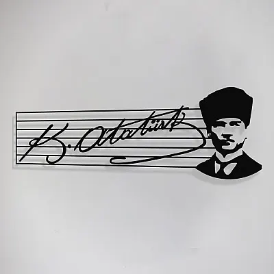 Atatürk İmzası ve Portresi Duvar Oda Ev Aksesuarı Metal Tablo