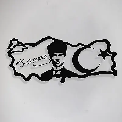 Atatürk İmzası ve Portresi Duvar Oda Ev Aksesuarı Metal Tablo