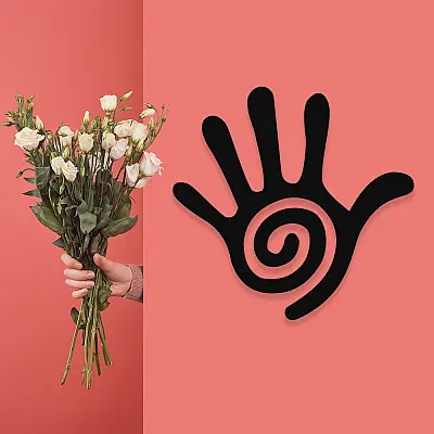 NEW JARGON Aum Yoga Zen Eli Hand Tasarımı Metal Set Dekoratif İç Mekan İçin Metal Tablo 50x50 cm