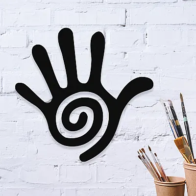 NEW JARGON Aum Yoga Zen Eli Hand Tasarımı Metal Set Dekoratif İç Mekan İçin Metal Tablo 50x50 cm