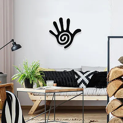 NEW JARGON Aum Yoga Zen Eli Hand Tasarımı Metal Set Dekoratif İç Mekan İçin Metal Tablo 50x50 cm