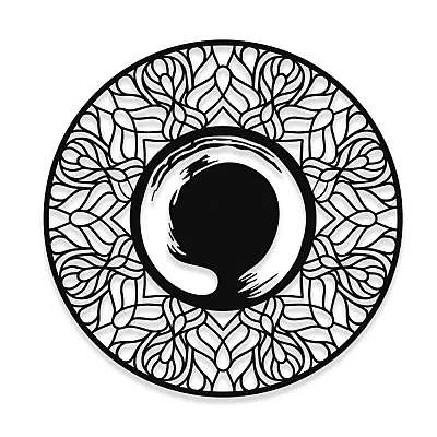 NEW JARGON Ohm, Enso Çemberi ve Meditasyon Yapan Kadın Üçlü Metal Set Duvar Dekoru İç Mekan İçin Metal Tablo 