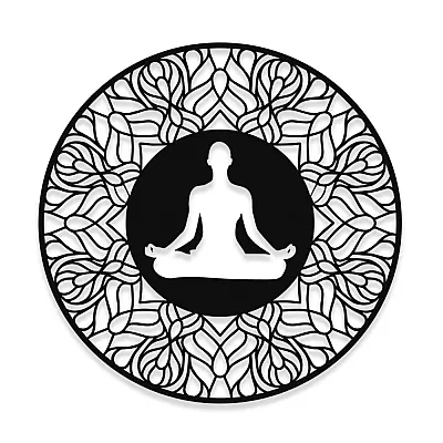 NEW JARGON Ohm, Enso Çemberi ve Meditasyon Yapan Kadın Üçlü Metal Set Duvar Dekoru İç Mekan İçin Metal Tablo 