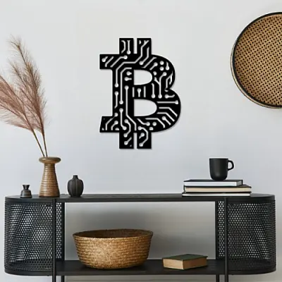Bitcoin Duvar Oda Ev Aksesuarı Metal Tablo 