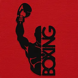 NEW JARGON Boksör ve Boxıng Yazısı Metal Dekoratif İç Mekan İçin Metal Tablo 50x35 cm