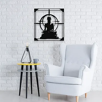 NEW JARGON Buda Silüeti Zen Sanatı Metal Dekoratif Mekan İçin Metal Tablo 50x45 cm
