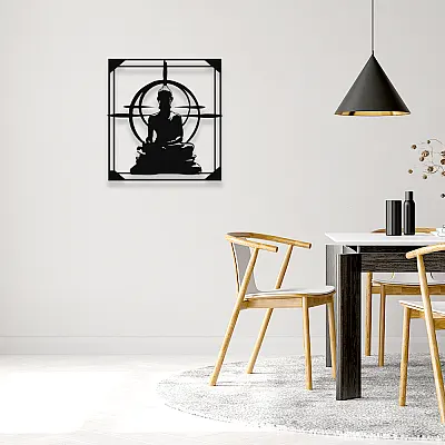 NEW JARGON Buda Silüeti Zen Sanatı Metal Dekoratif Mekan İçin Metal Tablo 50x45 cm
