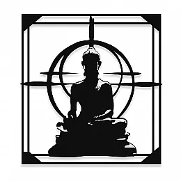 NEW JARGON Buda Silüeti Zen Sanatı Metal Dekoratif Mekan İçin Metal Tablo 50x45 cm