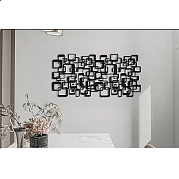 Büyük Kareli Soyut Duvar Oda Ev Aksesuarı Metal Tablo 
