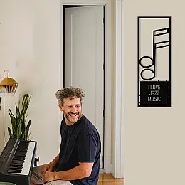 Çerçeve İçinde I Love Music Tasarım Metal Tablosu 70x25cm