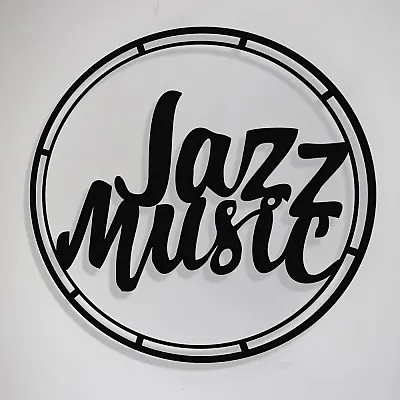 Çerçeve İçinde Jazz Music Yazısı Tasarım Metal Tablosu 50x50cm
