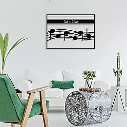 Çerçeve İçinde Just A Music ve Notalar Tasarım Metal Tablosu 70x50cm