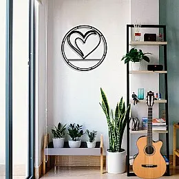 Çerçeve İçinde Kalp Simgesi Tasarım Metal Tablosu 50x50cm