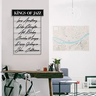 Çerçeve İçinde King Of The Jazz Tasarım Metal Tablosu 70x48cm