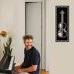 Çerçeve İçinde Kontürbas Tasarım Metal Tablosu 70x25cm