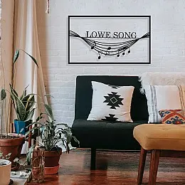 Çerçeve İçinde Lowe Song ve Sarkan Notalar Tasarım Metal Tablosu 70x40cm