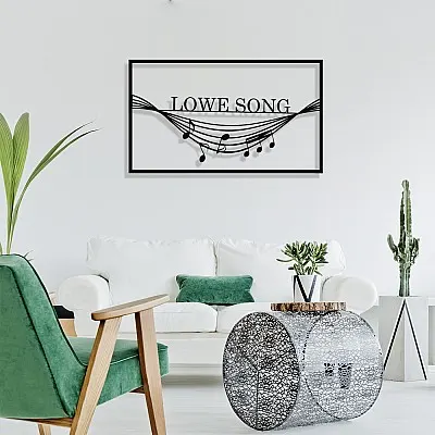 Çerçeve İçinde Lowe Song ve Sarkan Notalar Tasarım Metal Tablosu 70x40cm