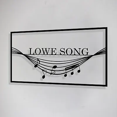 Çerçeve İçinde Lowe Song ve Sarkan Notalar Tasarım Metal Tablosu 70x40cm