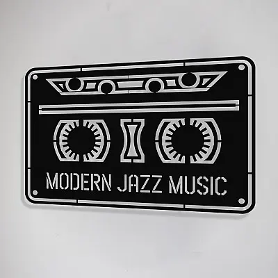 Çerçeve İçinde Modern Jazz Music ve Kaset Tasarım Metal Tablosu 70x45cm